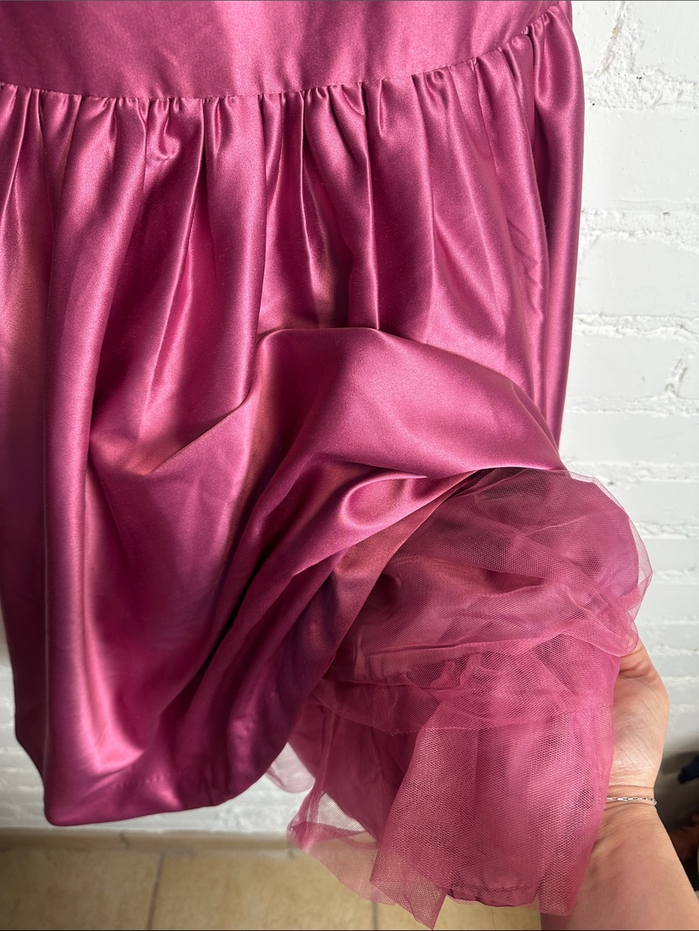 Janie & Jack Girls Satin Bow Sleeve Recital Party Wedding Dress Pink violet 12 - Picture 7 of 9